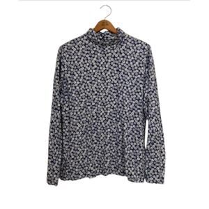 SNOWFLAKE Pattern Turtleneck Shirt - Land's End - Women's Large